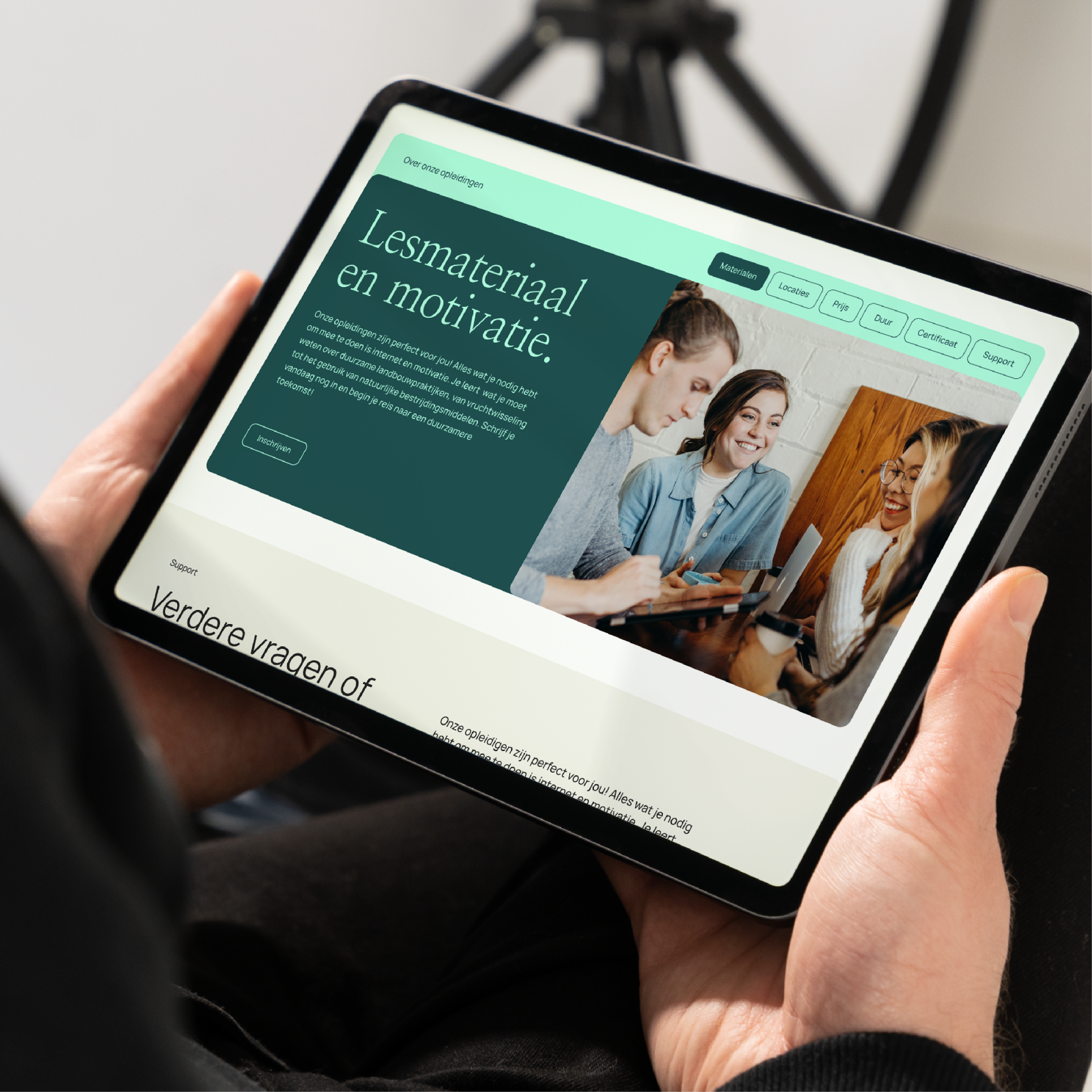 ipad with de boeren academie website